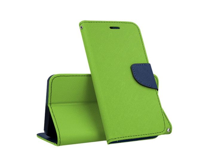 Tel1 Fancy Diary Case Θήκη Πορτοφόλι με δυνατότητα Stand Lime / Navy (Samsung  Galaxy J1 II 2016)