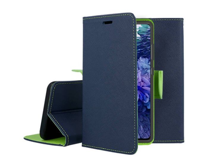 Tel1 Fancy Diary Case Θήκη Πορτοφόλι με δυνατότητα Stand Navy / Lime (Samsung Galaxy S20 FE)