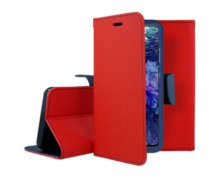 Tel1 Fancy Diary Case Θήκη Πορτοφόλι με δυνατότητα Stand Red / Navy (Samsung Galaxy S20 FE)