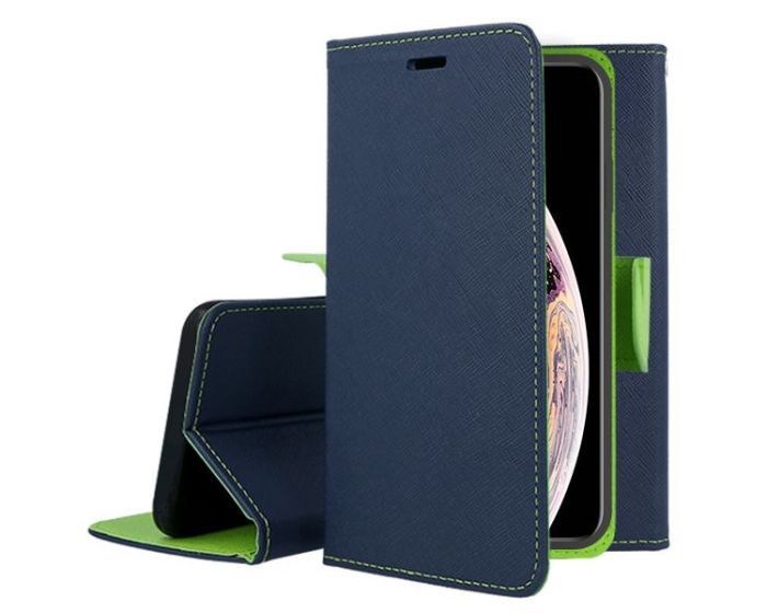 Tel1 Fancy Diary Case Θήκη Πορτοφόλι με δυνατότητα Stand Navy / Lime (Nokia 3.4)