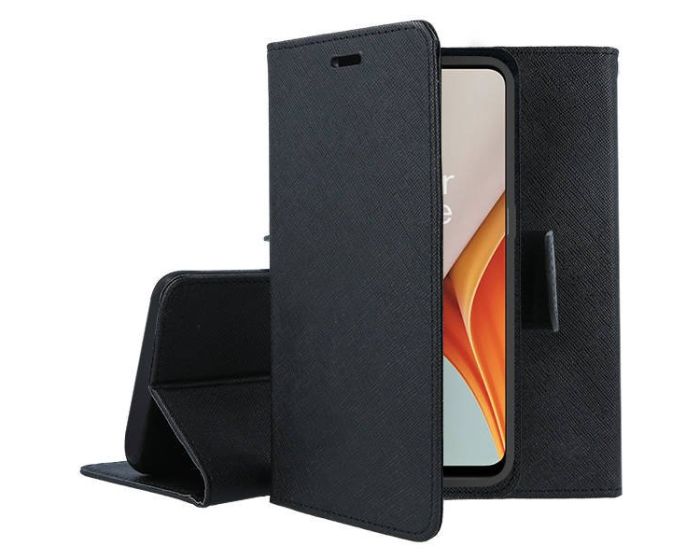 Tel1 Fancy Diary Case Θήκη Πορτοφόλι με δυνατότητα Stand Black (OnePlus Nord N100)