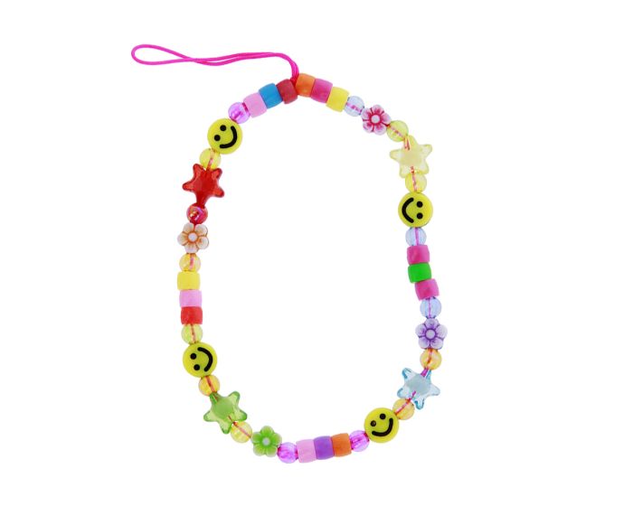 Universal Smartphone Lanyard Strap Λουράκι Κινητού - Multicolor 2 Smileys and Beads