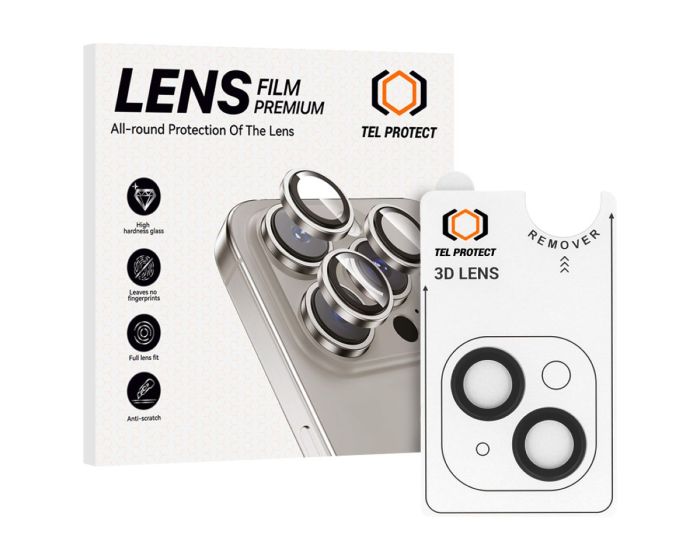 Tel Protect 3D Camera Lens Tempered Glass Prοtector Black (iPhone 14 / 14 Plus / 16e / 17e) - MT83745