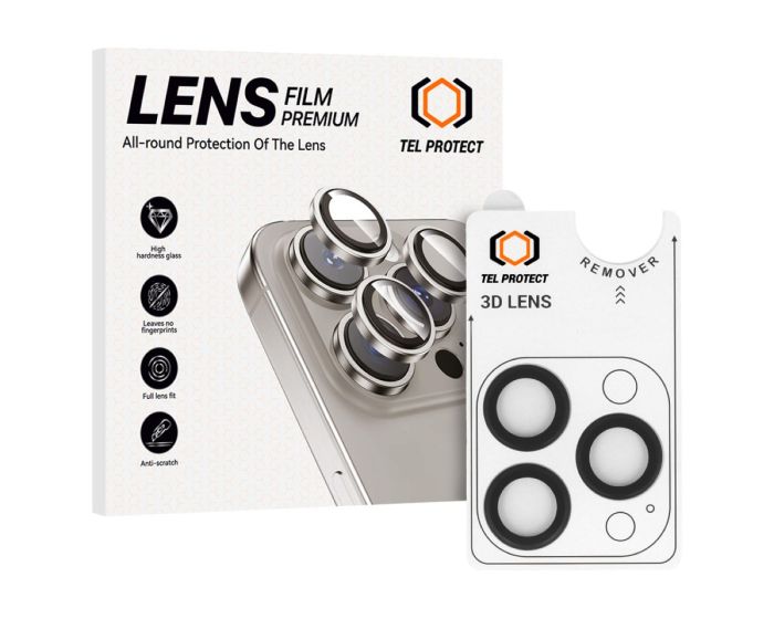 Tel Protect 3D Camera Lens Tempered Glass Prοtector Black (iPhone 15 Pro / 15 Pro Max) - MT83747