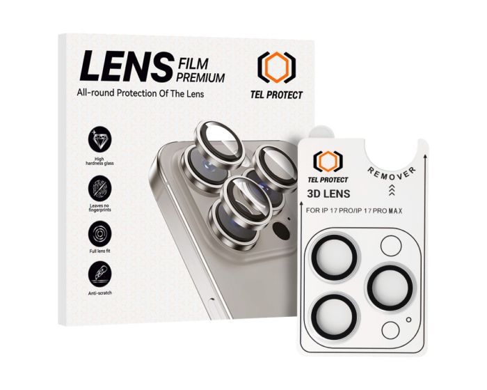 Tel Protect 3D Camera Lens Tempered Glass Prοtector Silver (iPhone 17 Pro / 17 Pro Max) - MT83731