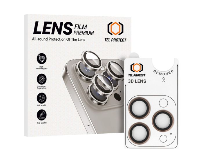 Tel Protect 3D Camera Lens Tempered Glass Prοtector Titanium (iPhone 17 Pro / 17 Pro Max) - MT83732