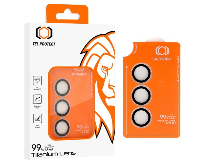 Tel Protect Titanium Camera Lens 99% AR Tempered Glass Prοtector Transparent (Samsung Galaxy S25)