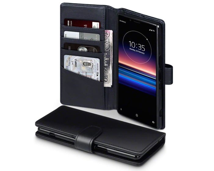 Terrapin Δερμάτινη Θήκη Πορτοφόλι Wallet Case (117-005-664) Μαύρο (Sony Xperia 1)