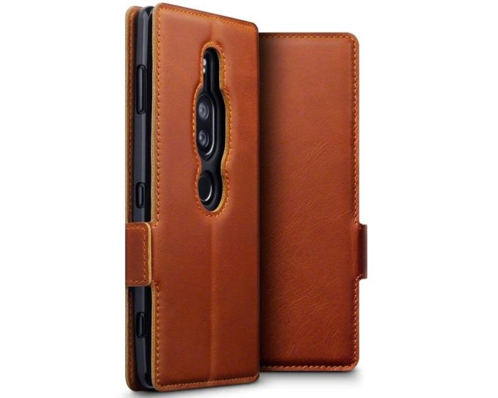 Terrapin Low Profile Δερμάτινη Θήκη - Πορτοφόλι Wallet Case (117-005-634) Καφέ (Sony Xperia XZ2 Premium)