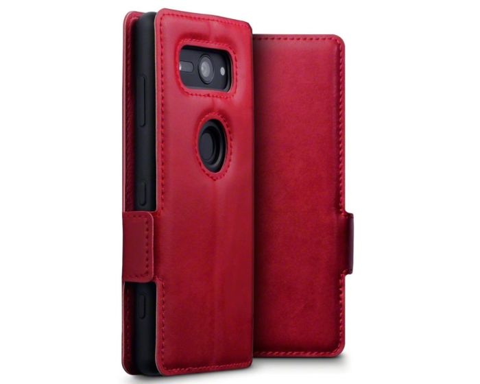 Terrapin Low Profile Δερμάτινη Θήκη - Πορτοφόλι Wallet Case (117-005-627) Κόκκινο (Sony Xperia XZ2 Compact)