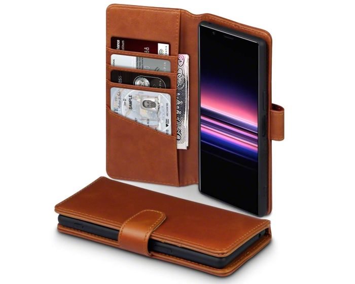 Terrapin Δερμάτινη Θήκη Πορτοφόλι Wallet Case (117-005-676) Καφέ (Sony Xperia 5)