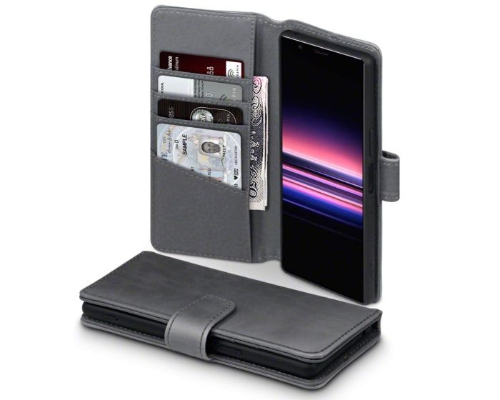 Terrapin Δερμάτινη Θήκη Πορτοφόλι Wallet Case (117-005-677) Γκρι (Sony Xperia 5)