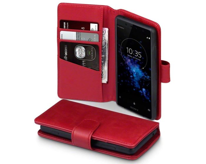 Terrapin Δερμάτινη Θήκη Πορτοφόλι Wallet Case (117-005-623) Κόκκινο (Sony Xperia XZ2 Compact)