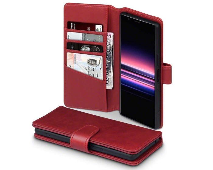 Terrapin Δερμάτινη Θήκη Πορτοφόλι Wallet Case (117-005-678) Κόκκινο (Sony Xperia 5)