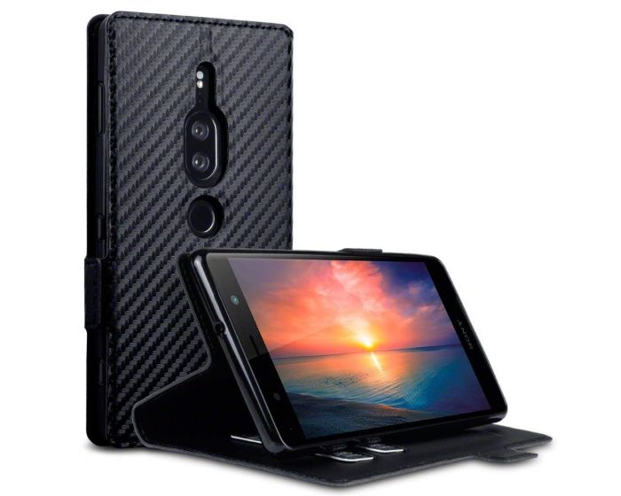 Terrapin Θήκη Πορτοφόλι Wallet Case (117-005-637) Carbon Fibre Black (Sony Xperia XZ2 Premium)