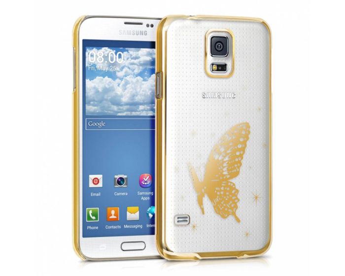 Ultra Thin Crystal Glitter Butterfly Case (21621.05) Πλαστική Θήκη Gold (Samsung Galaxy S5 / S5 Neo)