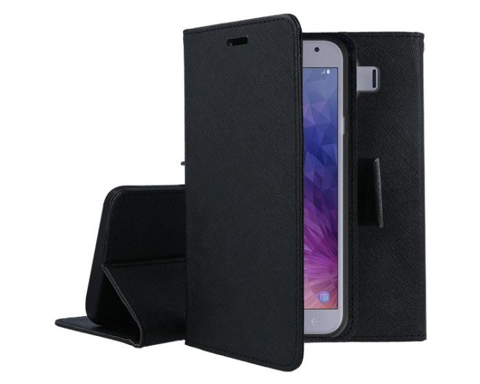 Tel1 Fancy Diary Case Θήκη Πορτοφόλι με δυνατότητα Stand Black (Samsung Galaxy J4 2018)