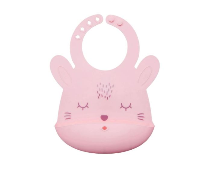 Tiny Twinkle Silicone Roll-up Bib Σαλιάρα Σιλικόνης με Τσέπη 4+ Μηνών - Rose Bunny