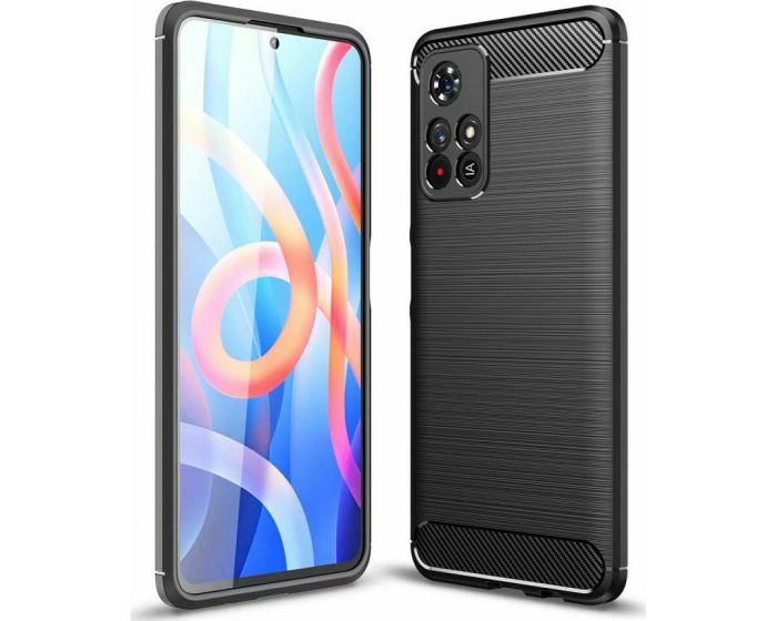 TPU Carbon Rugged Armor Case Black (Xiaomi Poco M4 Pro 5G / Redmi Note 11T 5G / 11S 5G)