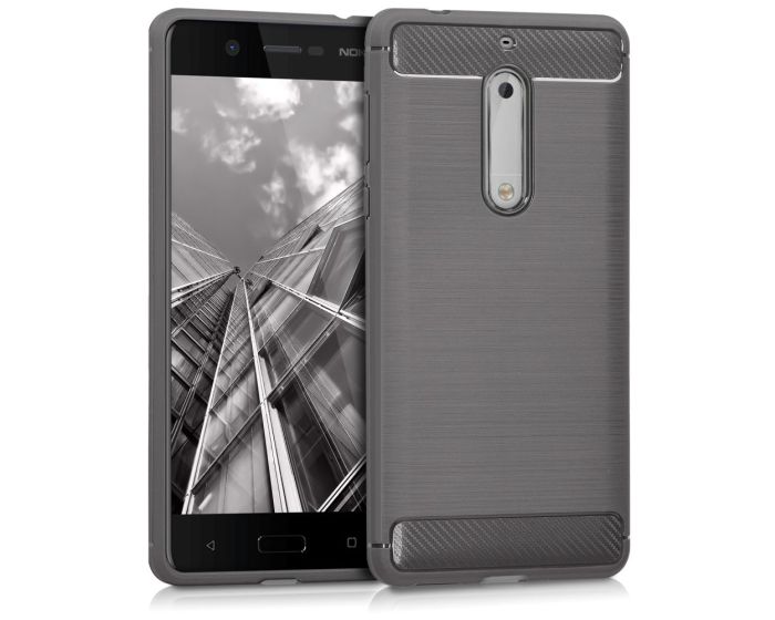 KWmobile Jelly Brushed Carbon Slim Case Θήκη Σιλικόνης (42696.01) Grey (Nokia 5)