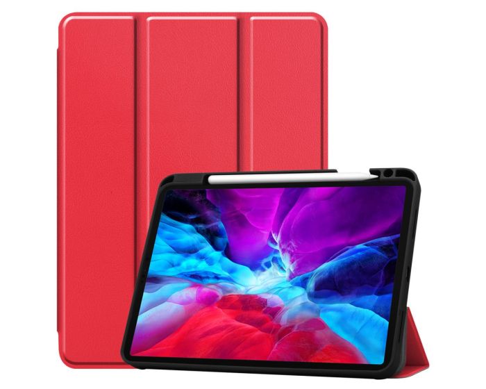 Tri-Fold Book Case Pen Holder με δυνατότητα Stand - Red (iPad Pro 11" 2021 / 2022)