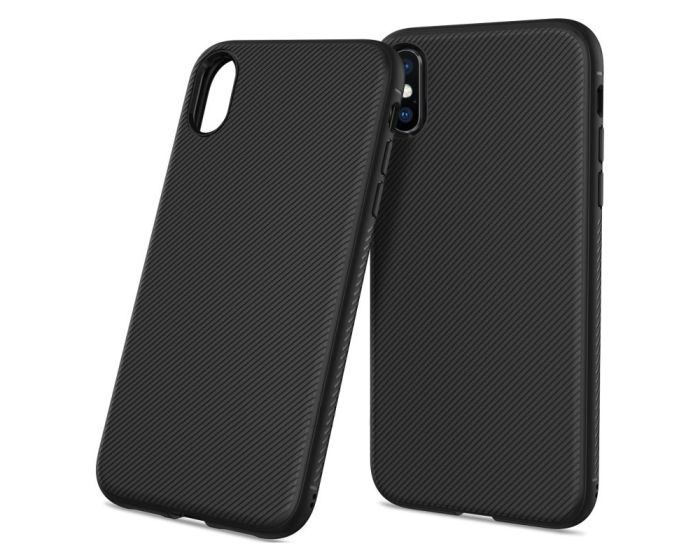 Twill Texture Soft Fitted TPU Case Black (iPhone Xs Max)
