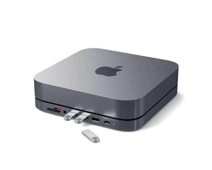 SATECHI Type-C Aluminum Monitor Stand Hub for Mac Mini - Space Grey