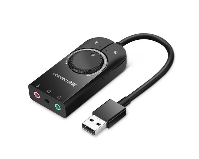 UGREEN External Sound Card USB Adapter with Volume Control 15cm (40964) Εξωτερική Κάρτα Ήχου - Black 
