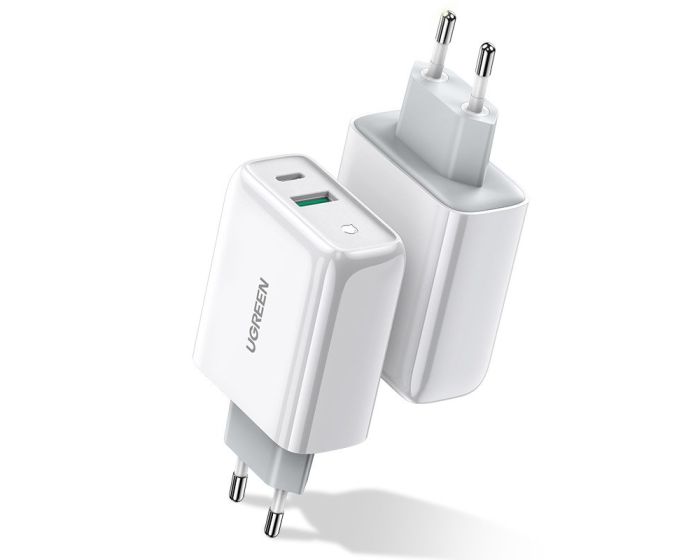 UGREEN Fast Wall Charger USB Type-C / USB QC4.0 Power Delivery Quick Charge 36W (CD170) Αντάπτορας Φόρτισης - White
