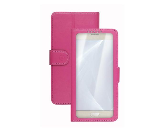 Celly Unica View L Case Θήκη Πορτοφόλι Pink για συσκευές με οθόνη από 4.0" μέχρι 4.5"