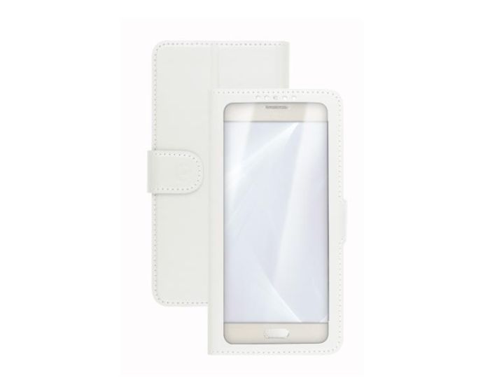 Celly Unica View XXL Case Θήκη Πορτοφόλι White για συσκευές με οθόνη από 5.0" μέχρι 5.5"