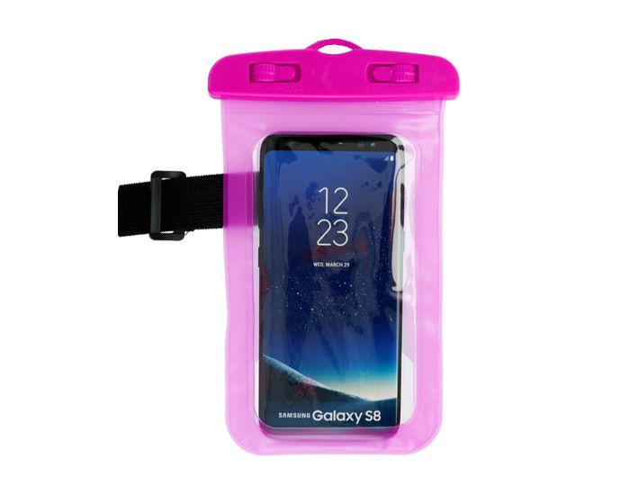 Αδιάβροχη Θήκη Universal Bag / Armband για Συσκευές Οθόνης από 5.0'' έως 5.8" με Κούμπωμα - Pink