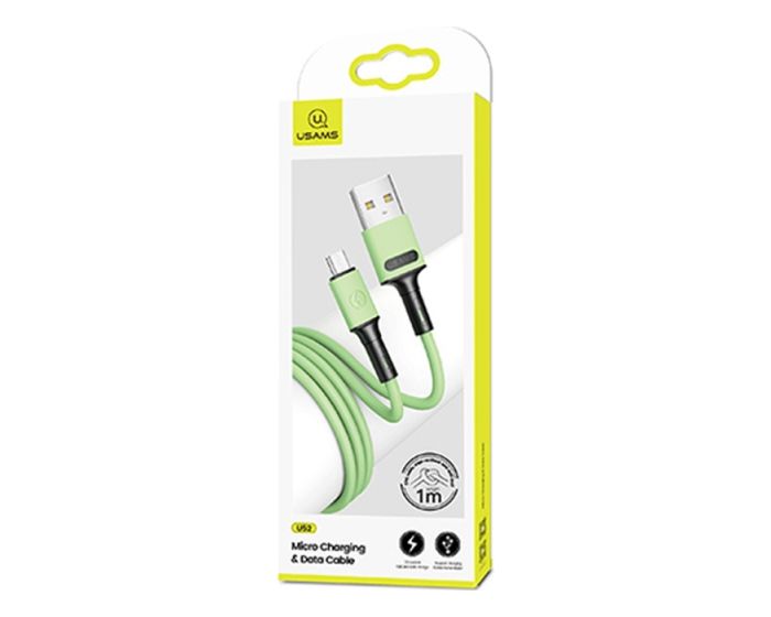 Usams U52 micro USB Data Sync & Charging Cable (US-SJ435) Καλώδιο Φόρτισης 2A micro USB 1m Green