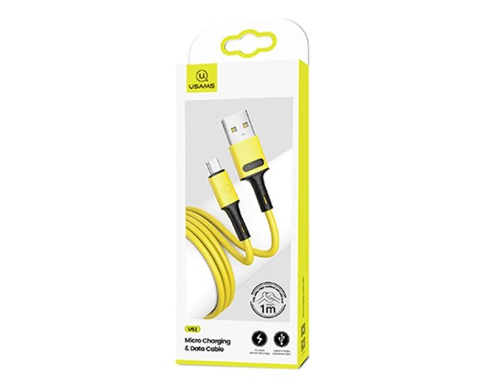 Usams U52 micro USB Data Sync & Charging Cable (US-SJ435) Καλώδιο Φόρτισης 2A micro USB 1m Yellow