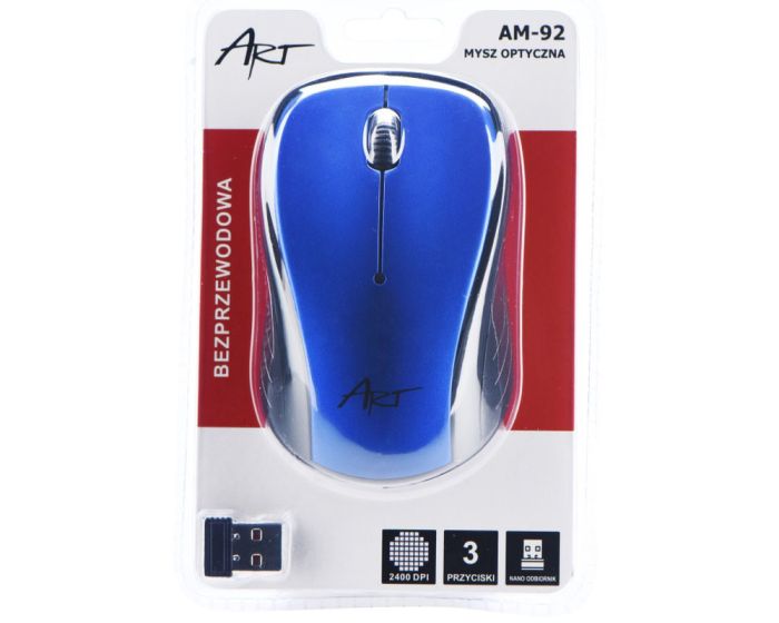 Art Optical Wireless Mouse USB AM-92 Ασύρματο Ποντίκι Υπολογιστή - Blue