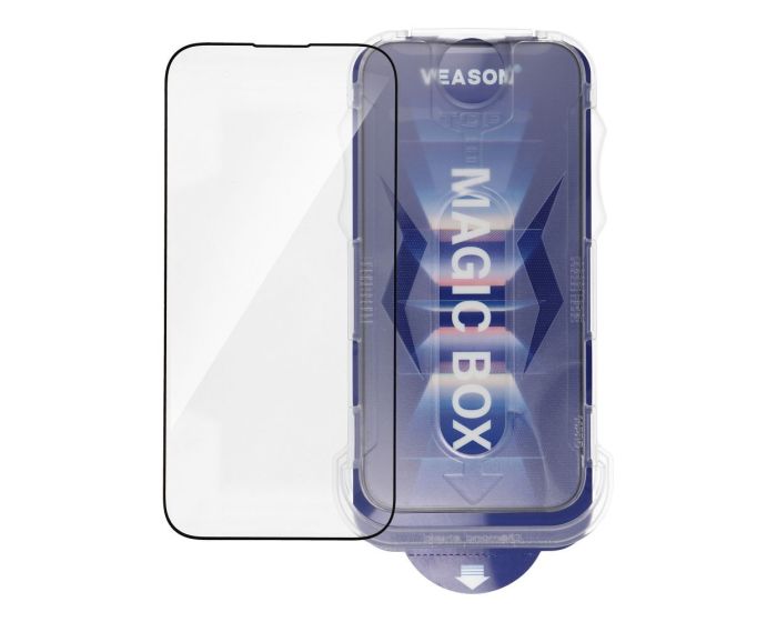 Veason Easy Install Full Glue Full Face Tempered Glass 9H + Applicator Αντιχαρακτικό Γυαλί Black (iPhone 15)