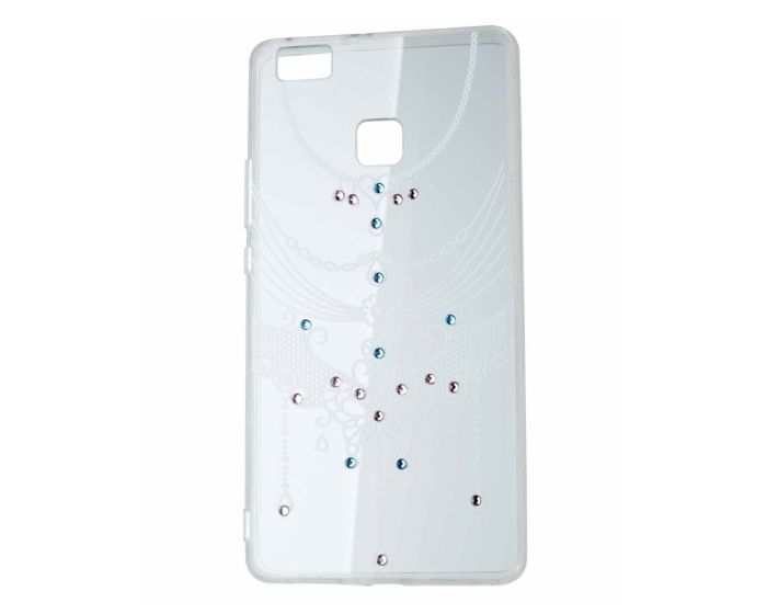 VENNUS ART Strass TPU Case Θήκη Σιλικόνης με Στρας - Decoration White (Huawei P9 Lite)