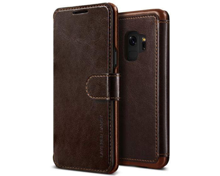 VRS Dandy Layered Wallet Case PU Leather Θήκη Πορτοφόλι Brown (Samsung Galaxy S9)