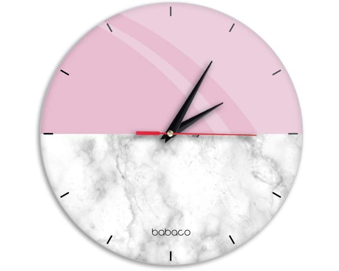 Babaco Wall Clock Acrylic Glossy Abstract 037 (BWCABS122) Ρολόι Τοίχου - White / Pink