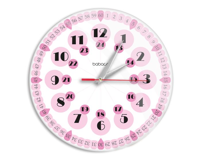 Babaco Wall Clock Acrylic Glossy Education 001 (BWCEDU002) Ρολόι Τοίχου - Pink
