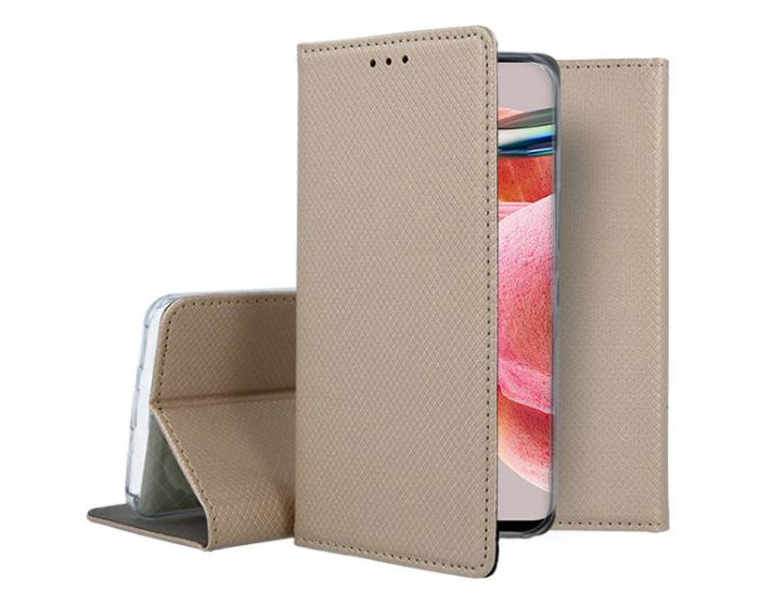 Forcell Smart Book Case με Δυνατότητα Stand Θήκη Πορτοφόλι Gold (Xiaomi Redmi Note 12 4G)