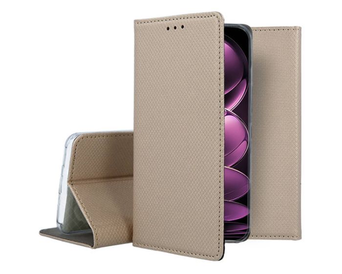 Forcell Smart Book Case με Δυνατότητα Stand Θήκη Πορτοφόλι Gold (Xiaomi Redmi Note 12 Pro Plus)
