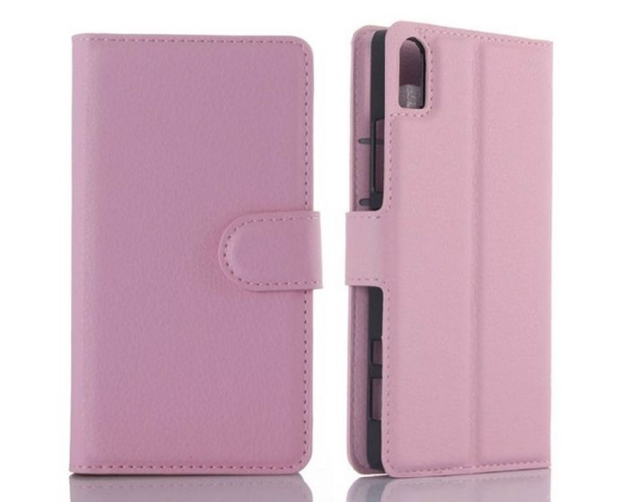 Θήκη Πορτοφόλι Wallet Case Pink (Lenovo Vibe Shot)