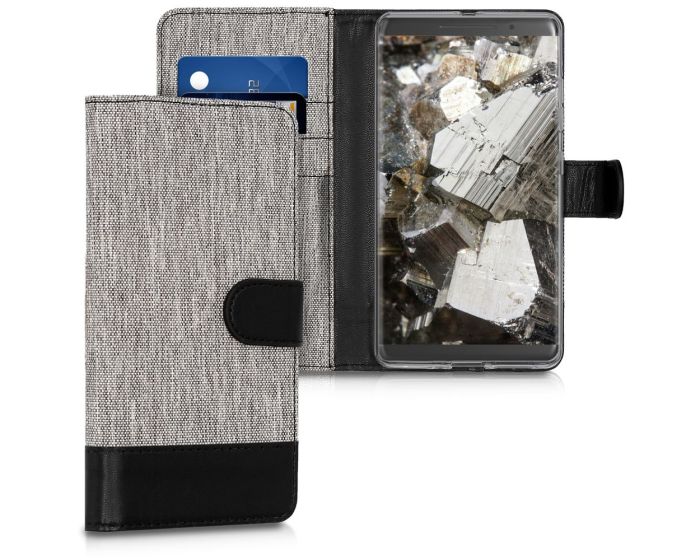 KWmobile Canvas Wallet Case (43373.01) Θήκη Πορτοφόλι με δυνατότητα Stand‏ Grey / Black (Nokia 8 Sirocco)