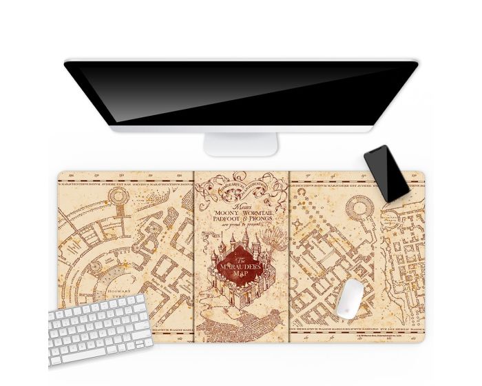 Harry Potter Desk Mat (WDPHARRY241) Αντιολισθητικό Mouse Pad 800x400mm - 073 The Marauder's Map Red / Beige