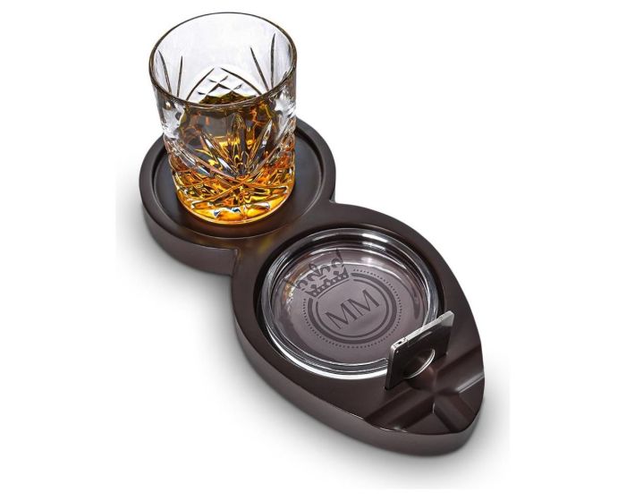 MikaMax Whiskey & Cigar Tray – Ξύλινος Δίσκος για Ουίσκι & Πούρο