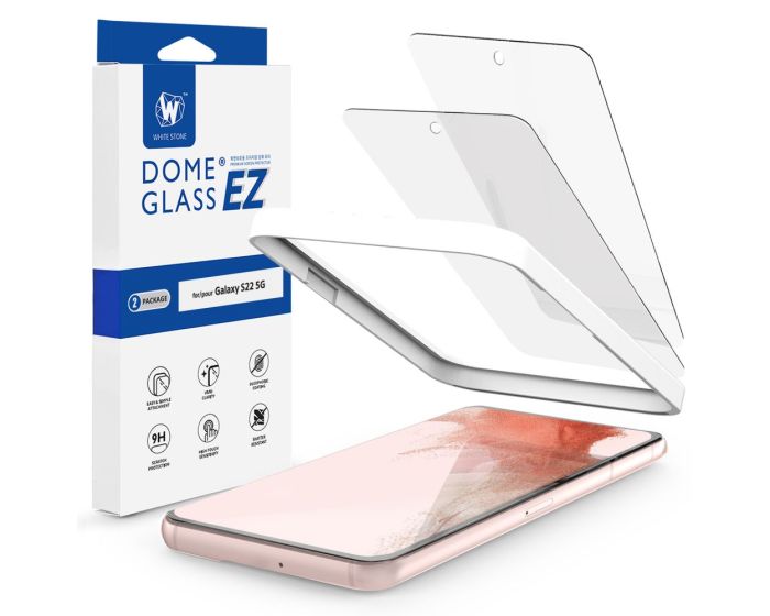 Whitestone Dome EZ Glass Tempered Glass 2-Pack με Πλαίσιο Εγκατάστασης (Samsung Galaxy S22 5G)