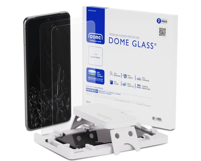 Whitestone Dome Glass (Liquid Dispersion Tech) Full Cover Tempered Glass Screen Protector [2-Pack] (Google Pixel 8)