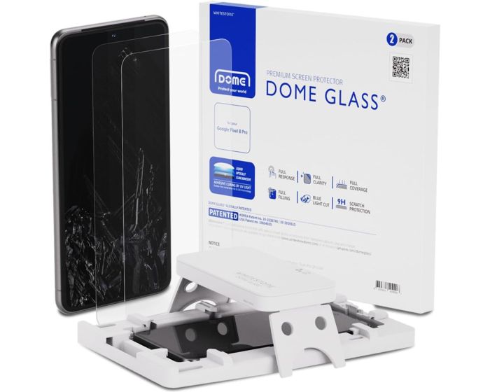 Whitestone Dome Glass (Liquid Dispersion Tech) Full Cover Tempered Glass Screen Protector [2-Pack] (Google Pixel 8 Pro)
