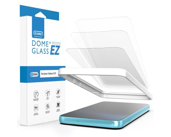 Whitestone Dome EZ Tempered Glass 3-Pack με Πλαίσιο Εγκατάστασης (Samsung Galaxy S23)